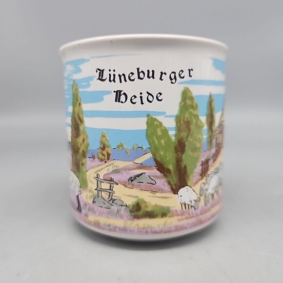Vintage Scenic Ceramic Mug Luneburger Heide Germany Sheep Shepard Barn Country - Picture 1 of 6